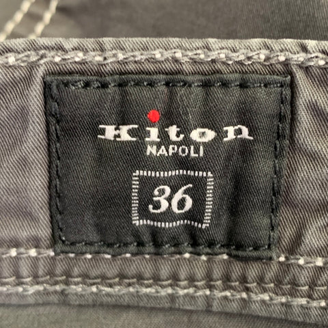 KITON Size 36 Green Contrast Stitch Cotton Blend Jean Cut Casual Pants