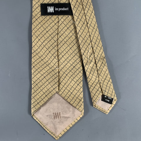 ISSEY MIYAKE Tan Navy Plaid Silk Tie