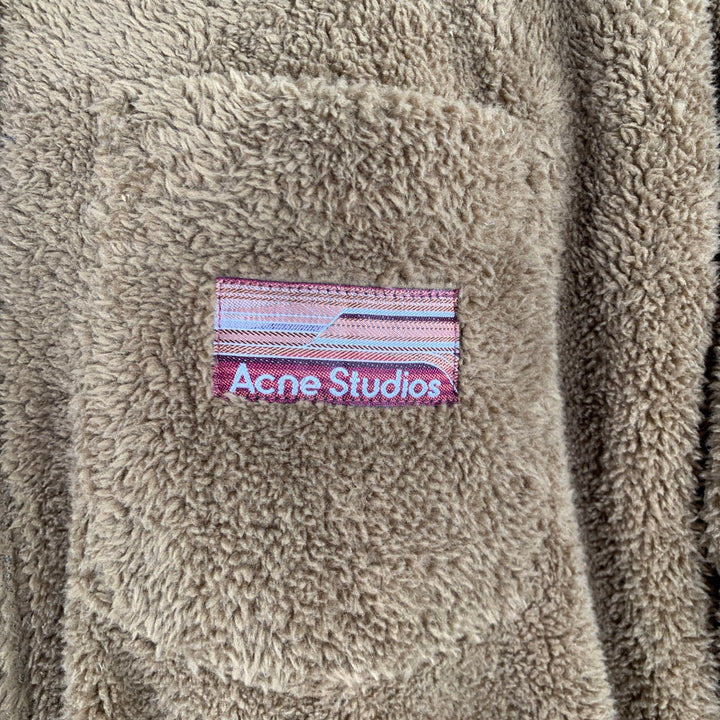 ACNE STUDIOS Size S Brown Textured Polyester Faux Fur Shirt Jacket
