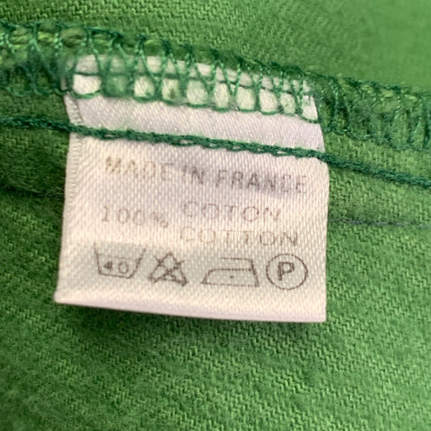 BALMAIN Size L Green Corduroy Cotton Distressed Western Long Sleeve Shirt