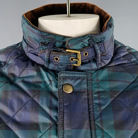 POLO by RALPH LAUREN Size XL Navy Dark Green Quilted Blackwatch Plaid Vest