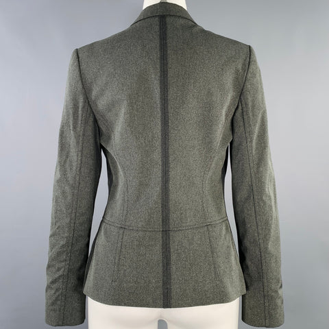 PRADA Size 6 Grey Charcoal Polyester Blend Snaps Jacket Blazer