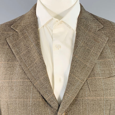 ERMENEGILDO ZEGNA Size 44 Brown Red Blue Plaid Wool Sport Coat