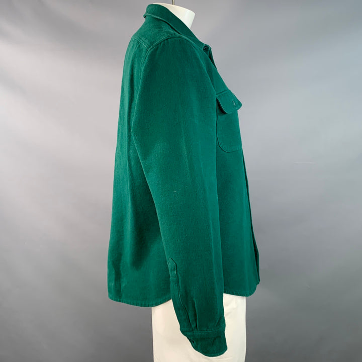 J.CREW Size L Forest Green Cotton Two Pockets Long Sleeve Shirt