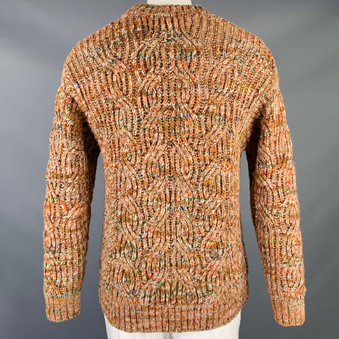 SCOTCH AND SODA Size L Orange Multi Color Cable Knit Acrylic Wool Sweater