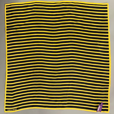 RALPH LAUREN COLLECTION Yellow Navy Stripe Silk Square Scarf