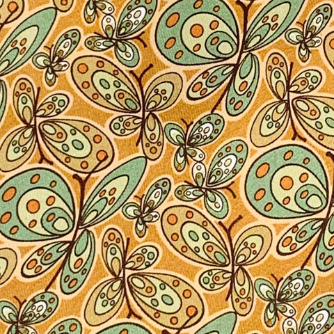 SALVATORE FERRAGAMO Camel Green Butterfly Silk Tie