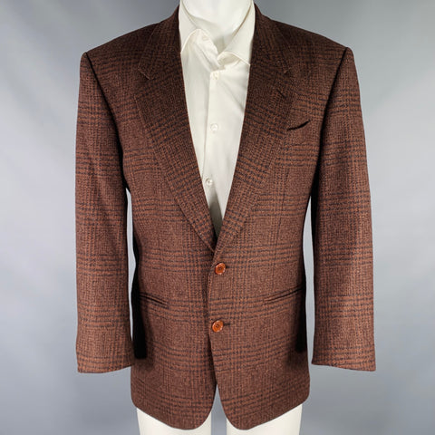 MISSONI Size 38 Brown Black Glenplaid Virgin Wool Oversized Sport Coat