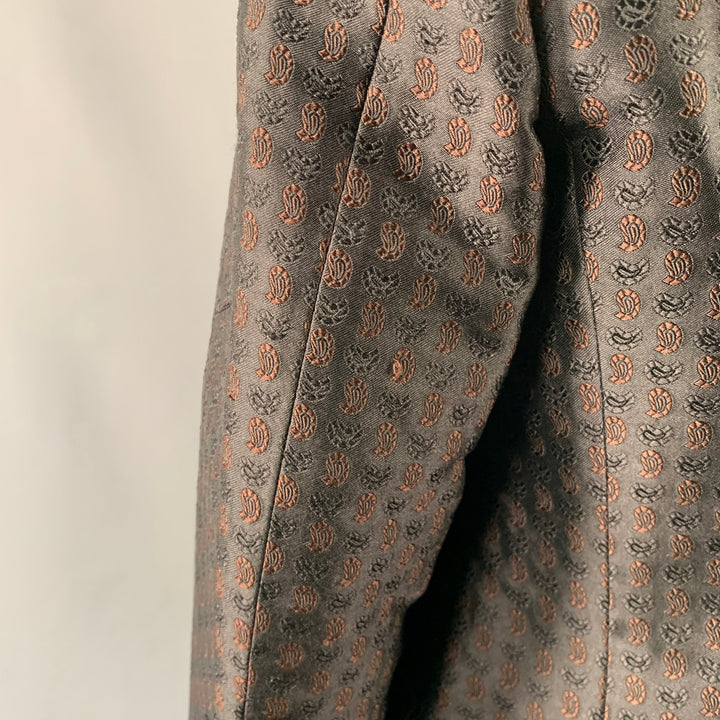 ETRO Size 44 Black Brown Paisley Silk Blend Jacquard Notch Lapel Sport Coat