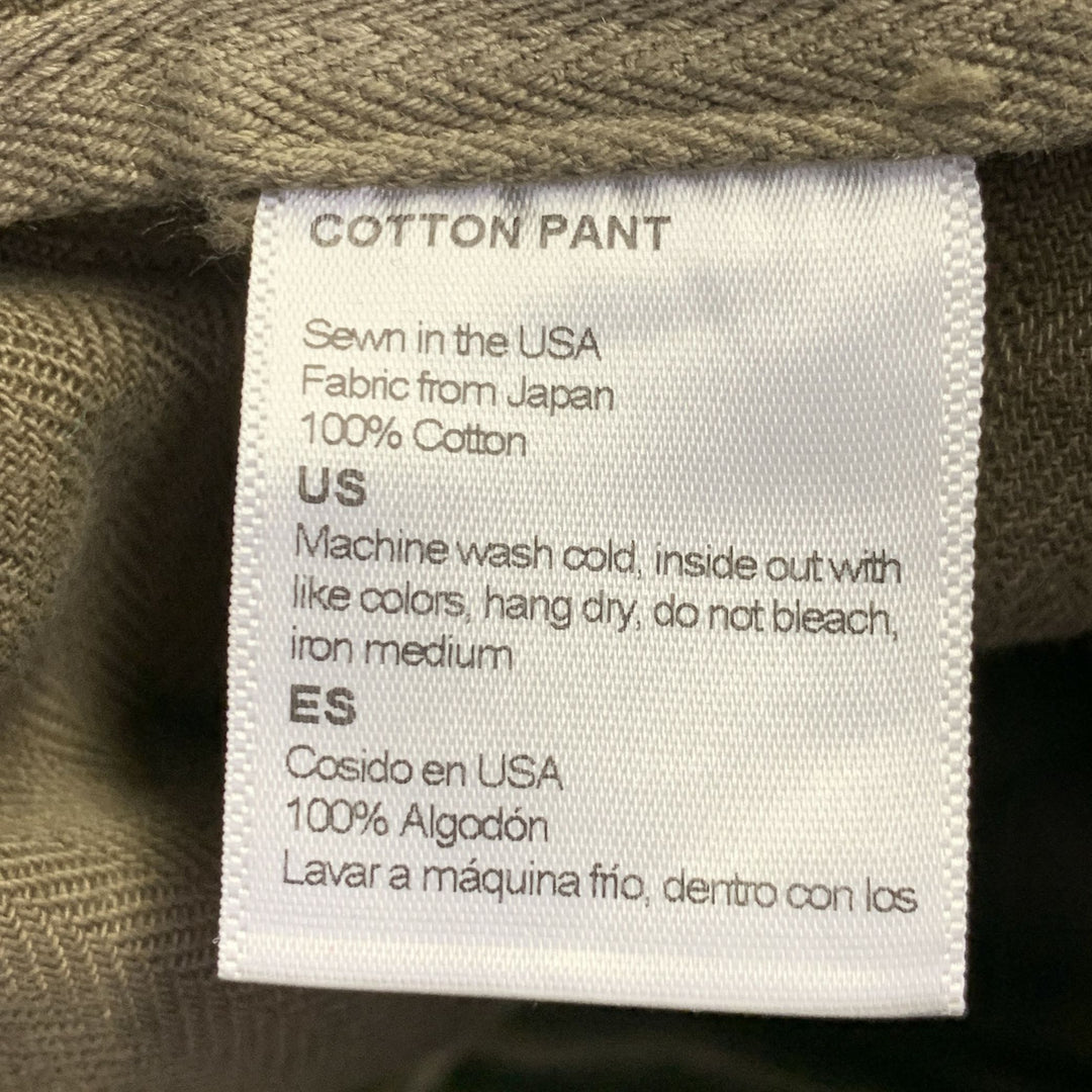 FREENOTE CLOTH Size 38 Green Olive Cotton Straight Zip Fly Casual Pants