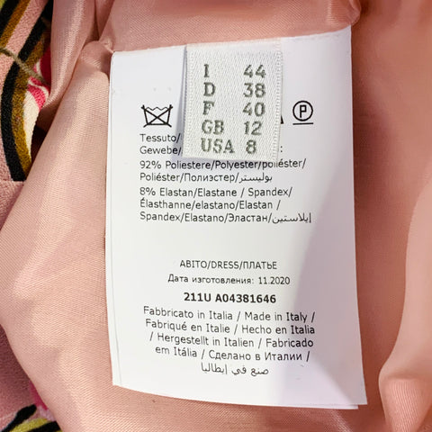 ALBERTA FERRETTI Size 8 Pink Multi Color Polyester Blend Puffy Sleeve Floral Dress