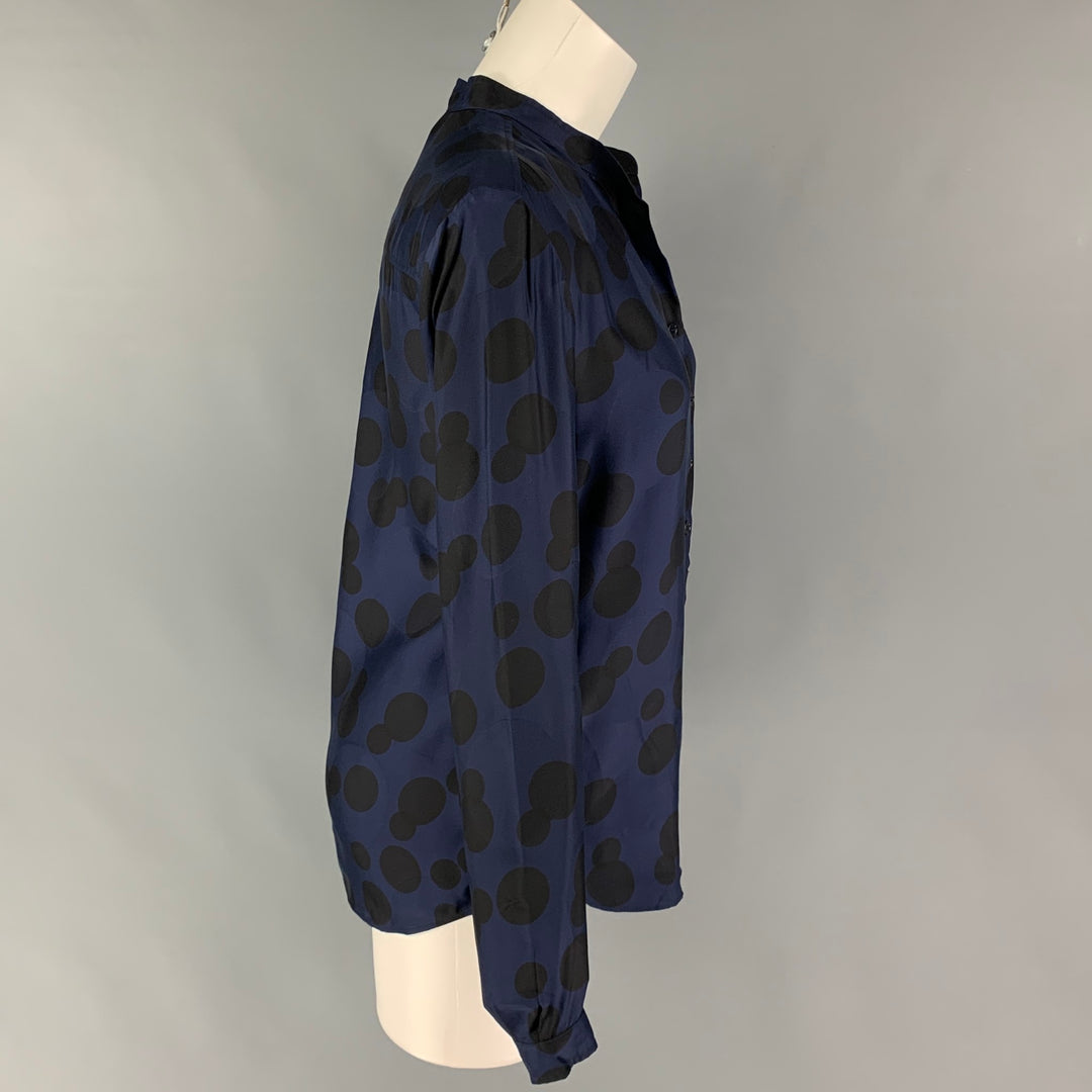 STELLA McCARTNEY Taille 6 Marine Noir Rayonne Soie Polka Dot Casual Top