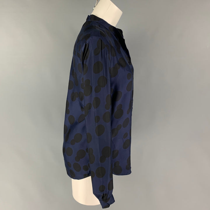 STELLA McCARTNEY Taille 6 Marine Noir Rayonne Soie Polka Dot Casual Top