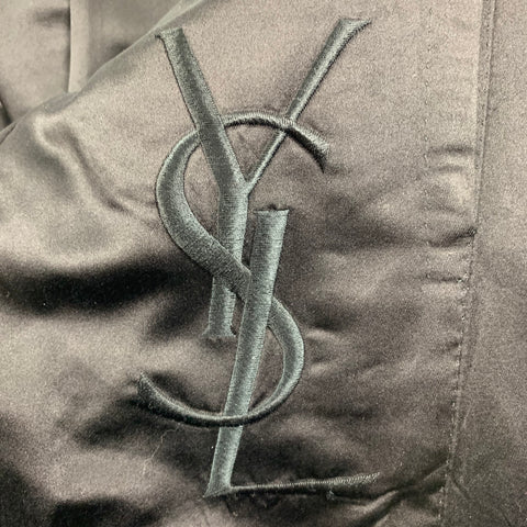 YVES SAINT LAURENT by Tom Ford Size 40 Black Textured Silk Notch Lapel Sport Coat