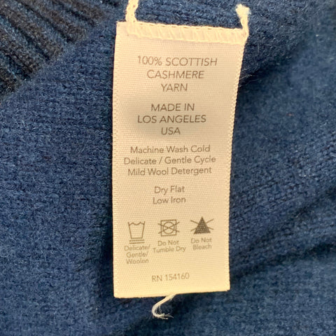 BARNEY'S NEW YORK Size M Blue Black Cashmere Crew Neck Sweater