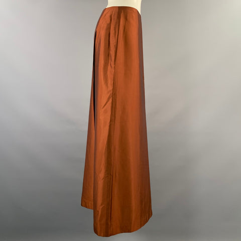 CARMEN MARC VALVO Size 8 Brown Rust Taffeta Maxi Long Skirt