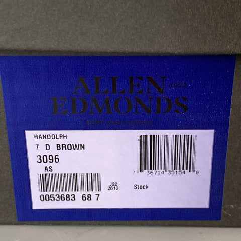 ALLEN EDMONDS Size 7 Randolph Brown Leather Penny Loafers