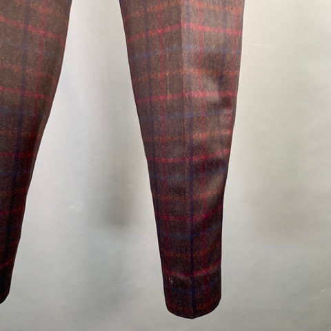 COMME des GARCONS HOMME DEUX Size M Brown Navy Red Plaid Polyester Tapered Dress Pants