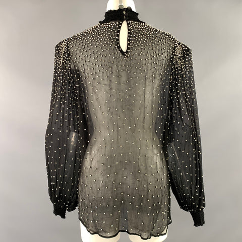 RETROFETE Size XS Viscose High Collar Blouse