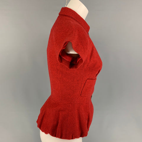 PIAZZA SEMPIONE Taille 4 Cardigan en Cachemire à Carreaux Rouge Marron