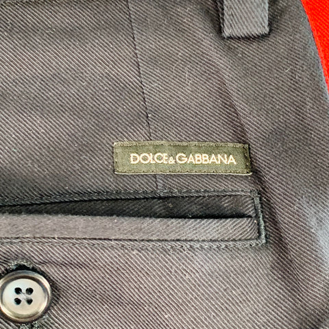 DOLCE & GABBANA Size 32 Navy Red Stripe Cotton Blend Zipper Stripe Casual Pants