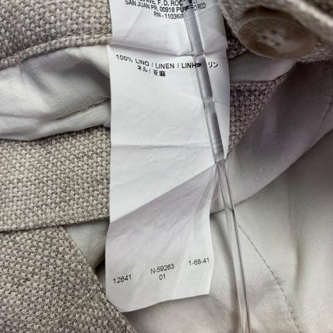 ADOLFO DOMINGUEZ Size 36 Beige Stone Woven Linen Flat Front Dress Pants