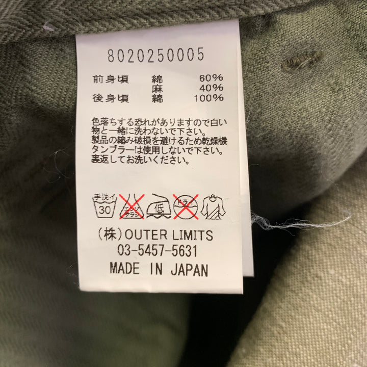 NIGEL CABOURN Size 34 Green Olive Twill Cotton Linen Button Fly Casual Pants