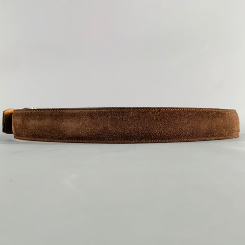 CANALI Size 34 Brown Silver Suede Belt