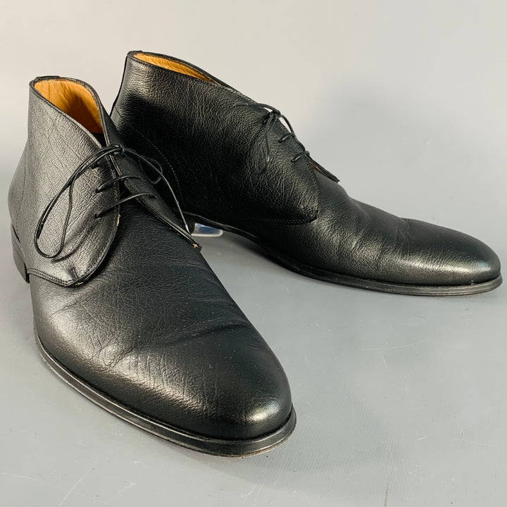 PAOLO IANTORNO Size 12 Black Leather Almond Toe Lace-Up Shoes