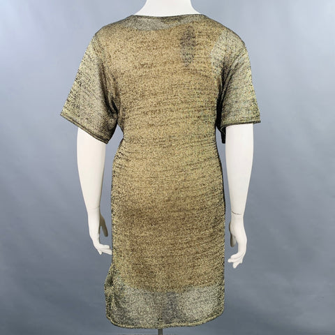 PORTS 1961 Size L Gold Cotton Blend Knit Short Sleeve Dress