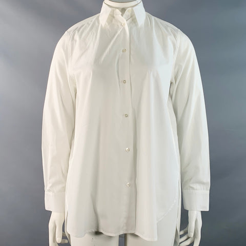 TOTOKAELO Size L White Cotton Pointed Collar Shirt
