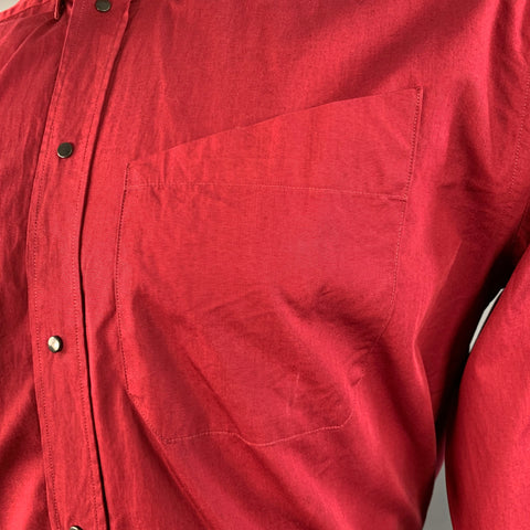 THIERRY MUGLER Size S Red Cotton One Pocket Snaps Long Sleeve Shirt