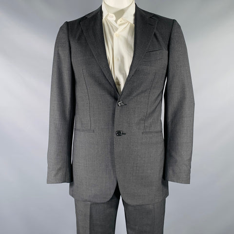 BORRELLI Size 42 Regular Charcoal Wool Notch Lapel Suit