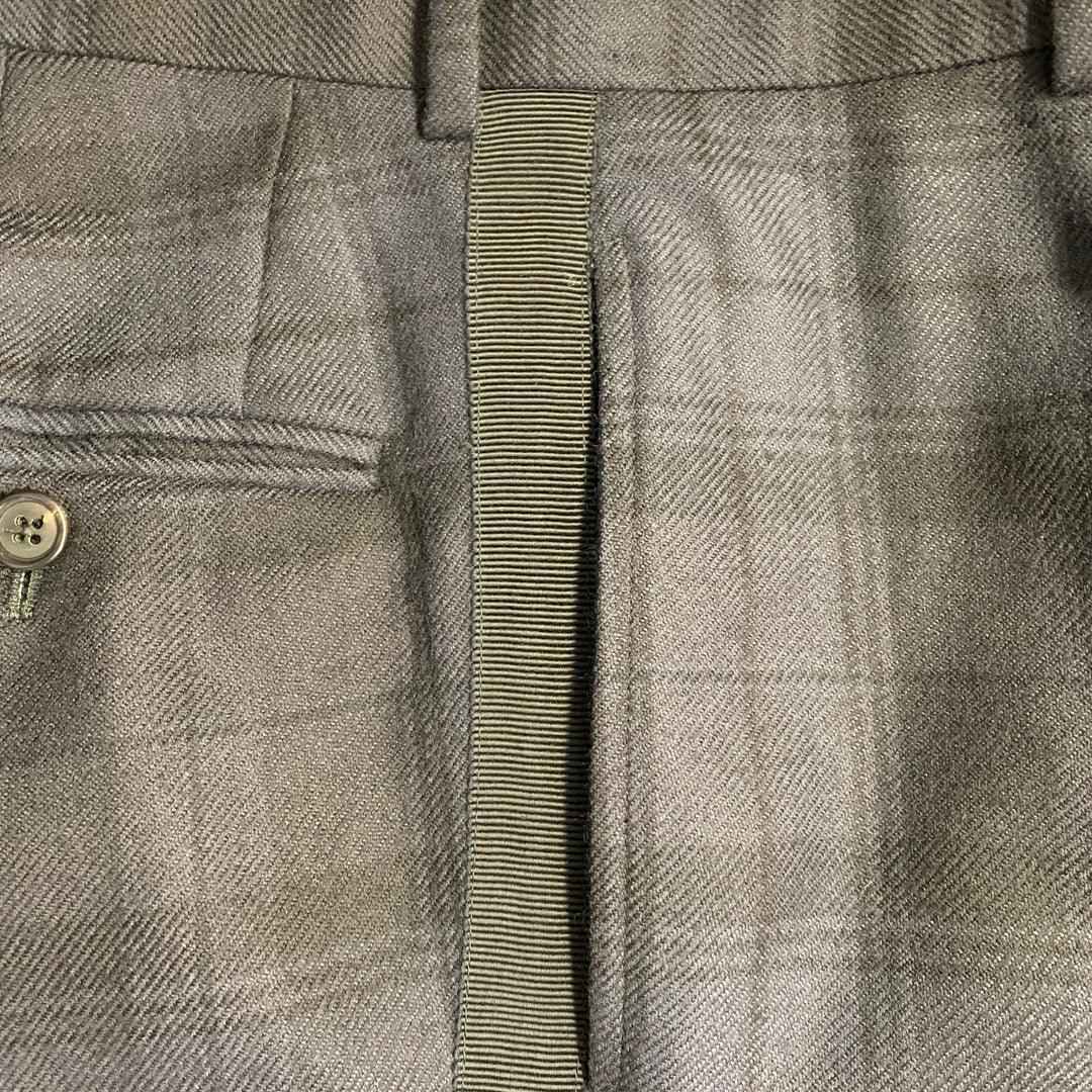 BLACK FLEECE by THOM BROWNE Size 28 Navy Black Plaid Wool Blend Twill Button Fly Dress Pants