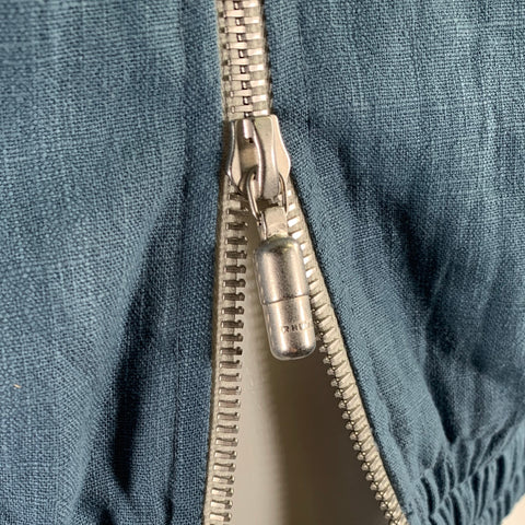 RHUDE Size S Blue White Color Block Linen Bomber Jacket