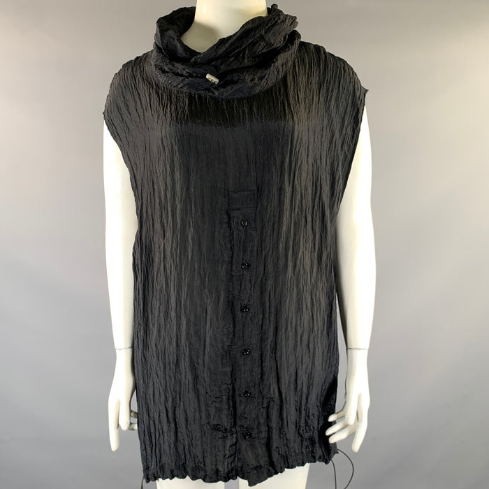 EMPORIO ARMANI Size M Black Polyester Polyamide Drawstring Pullover