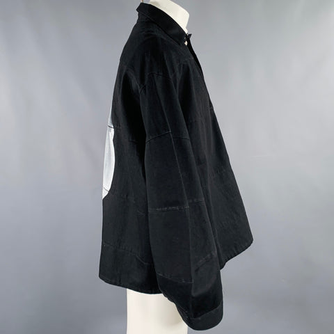 ALMOSTBLACK One Size Black Hand Painted Cotton Oversized Sport Coat