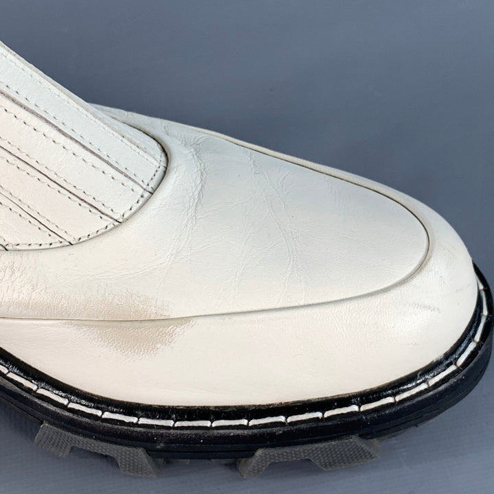 RAG & BONE Size 10 White Leather Pull On Ankle Boots