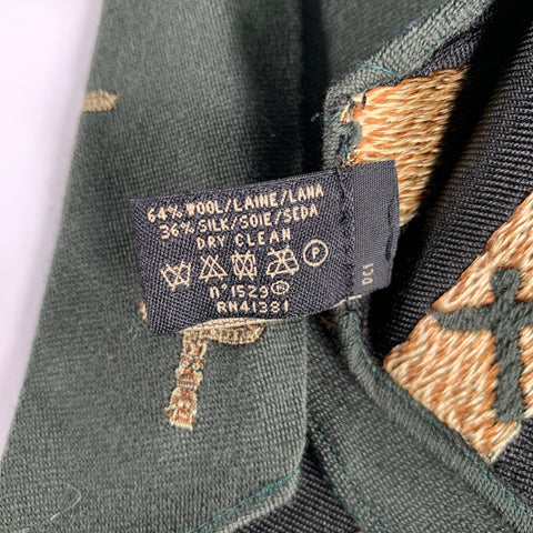 RRL by RALPH LAUREN Green Multi Color Abstract Wool Silk Tie