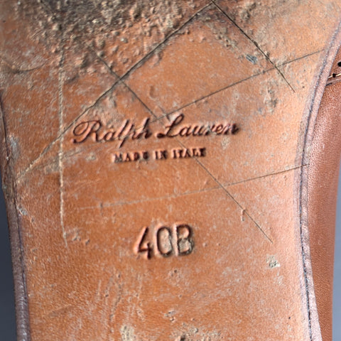 RALPH LAUREN Size 9 Tan Leather Perforated Wingtip Loafers Flats