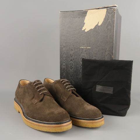 DRIES VAN NOTEN Size US 7 Brown Solid Suede Crepe Sole Lace Up Shoes