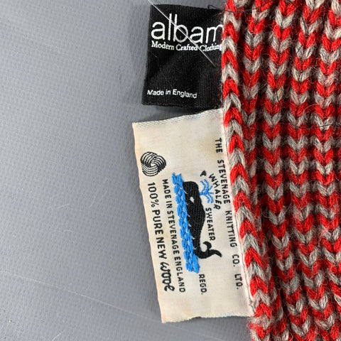 ALBAM Grey Red Knit Wool Scarf