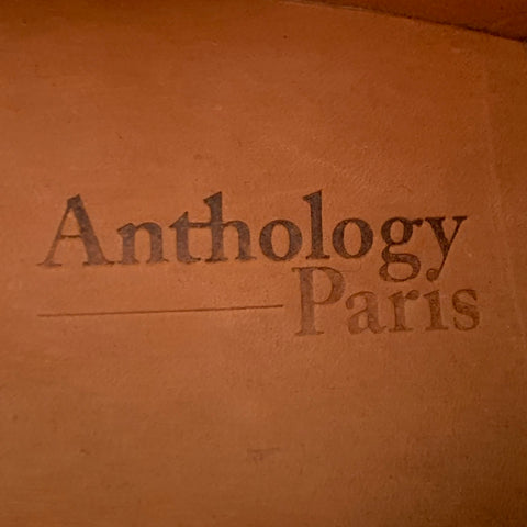 ANTHOLOGY PARIS Size 9 Black Leather Snake Embossed Back Zip Ankle Boots