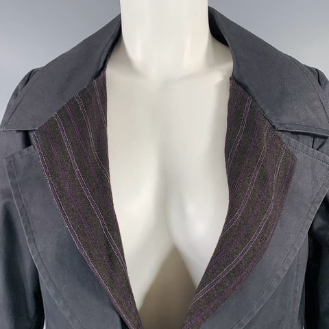 YOHJI YAMAMOTO Size S Black Cotton Notch Lapel Coat
