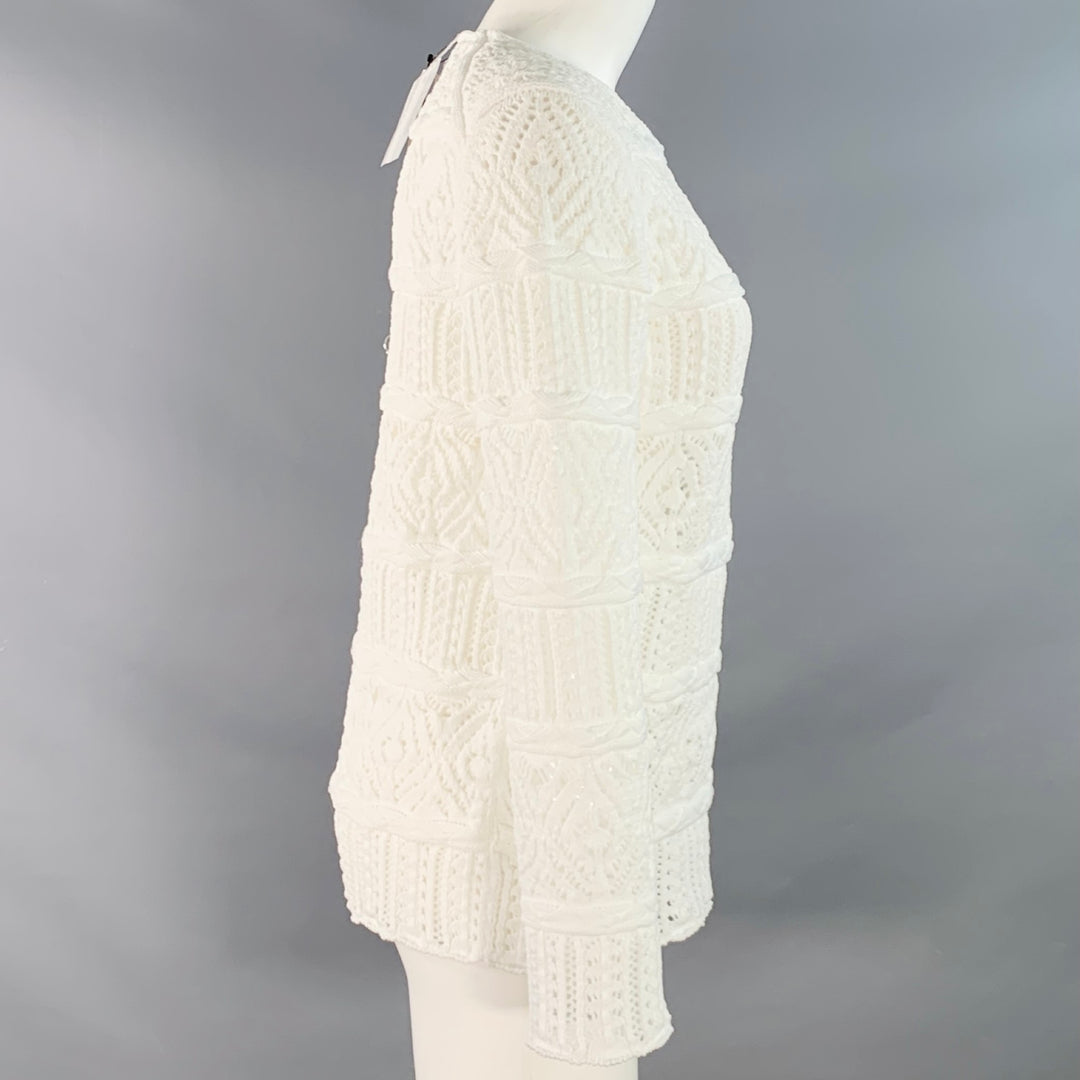 COMME des GARCONS 2022 Size M White Textured Knit Polyester Crew Neck Sweater