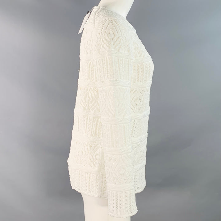 COMME des GARCONS 2022 Size M White Textured Knit Polyester Crew Neck Sweater
