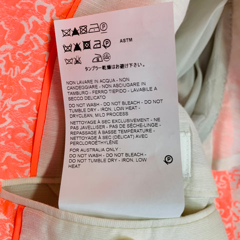 JIL SANDER Size 42 Pink White Textured Abstract Floral Cotton Blend Peak Lapel Sport Coat