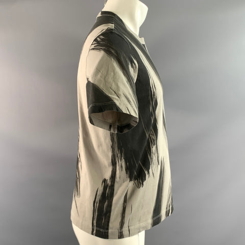 HELMUT LANG SS2024 Size M Grey Dark Grey Brush Stroke T Shirt Short Sleeve Shirt