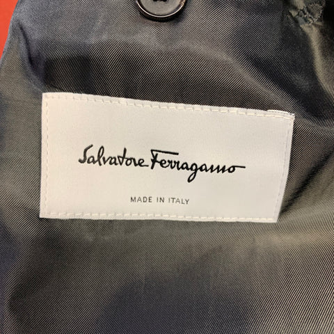 SALVATORE FERRAGAMO Size 46 Burgundy Wool Notch Lapel Suit