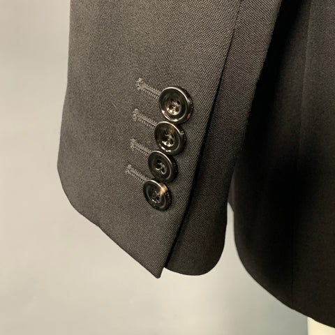 ALEXANDER MCQUEEN Size 38 Black Rhinestone Wool Peak Lapel Sport Coat